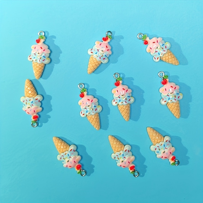 

10pcs Resin Pendants Delicious Imitated Fruit Ice Cream Charms For Diy Handmade Necklace Key Chain Jewelry Accessories
