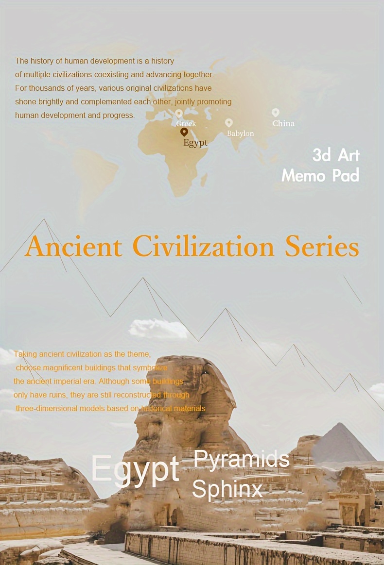 Egypt Pyramid Memo Pad Art Sticky Notes Ancient Temu
