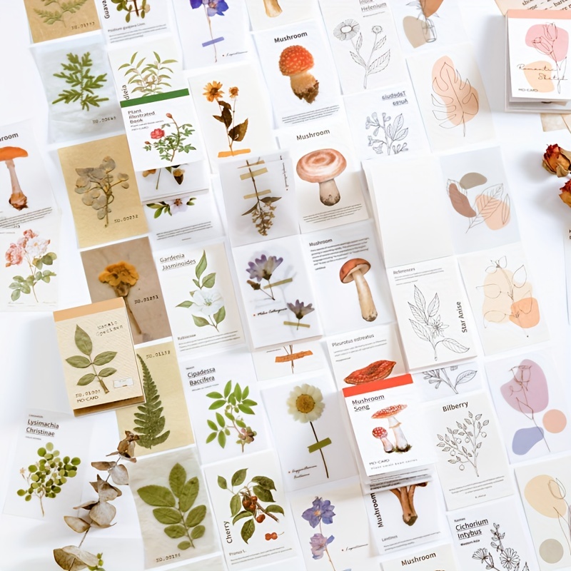 EAMOTOL Retro Scrapbook Journaling Supplies Paper & Stickers, 200 Pieces  Plant Flower Mushroom Scrapbooking Material Pack for Junk Journal Planner
