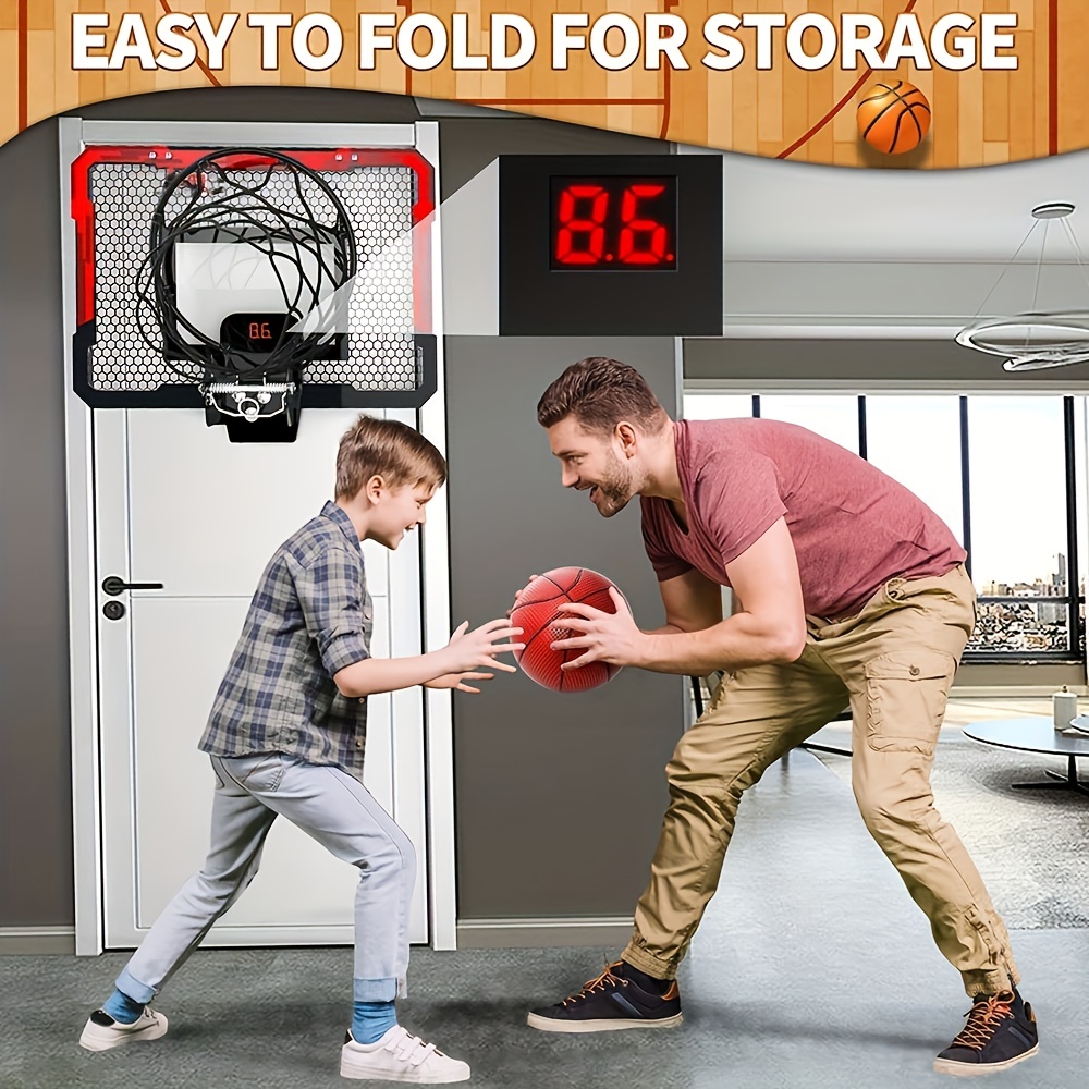 Indoor Basketball Hoop For Kids, Indoor Over The Door Mini Basketball Hoops,  Iron Frame,mini Hoop With Electronic Scoreboard & 2 Balls, Basketball Toys  Halloween Christmas Gift - Temu