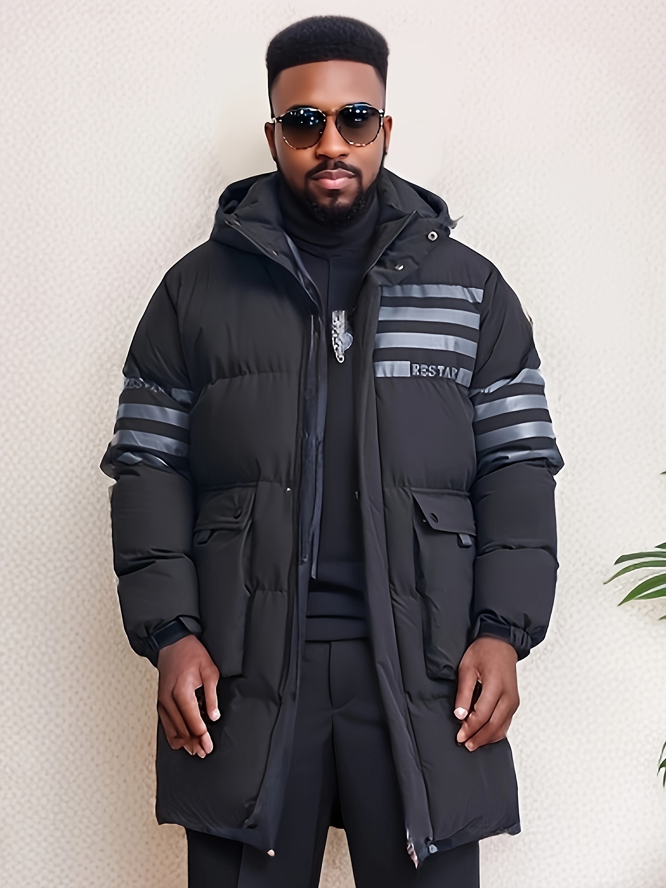 Plus Size Men's Letters Print Hooded Puffer Jacket Thick Heavy Coat, Fall  Winter, Men's Clothing