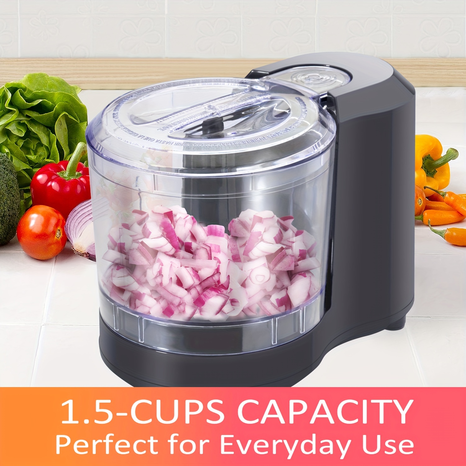 2 Cups Electric Vegetable Chopper & Mini Food Processor,kitchen Accessories