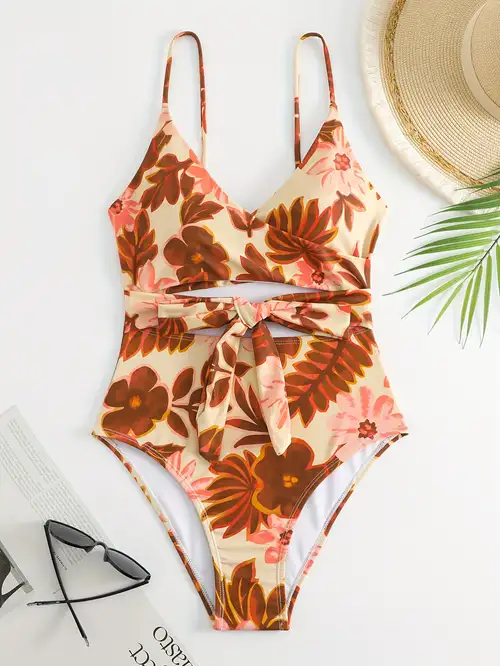 NUOYI PIEIN One Piece Swimsuit for Women Ditsy Floral Print