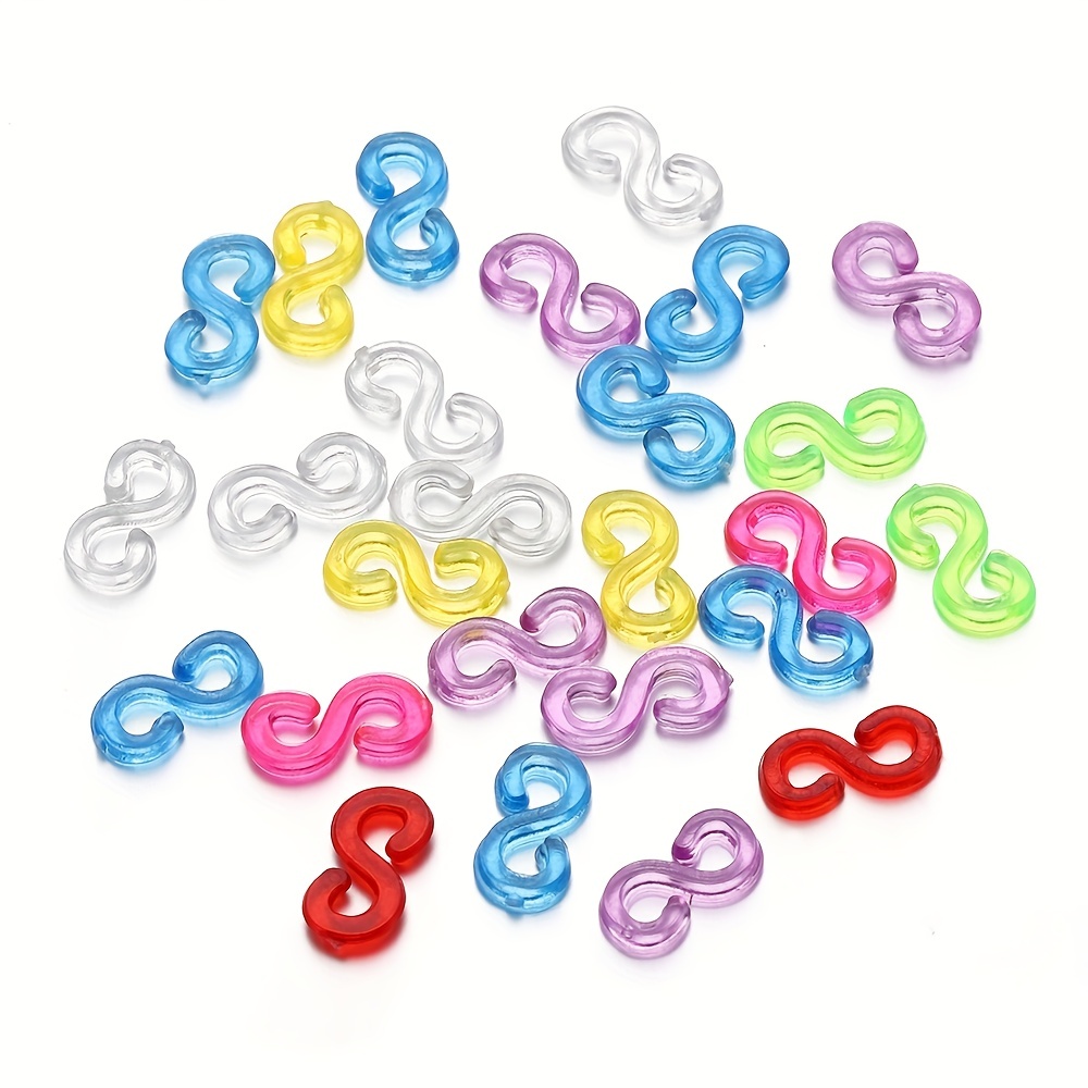 500pcs Acrylic S Clips Rubber Band Clasps Plastic Connector for