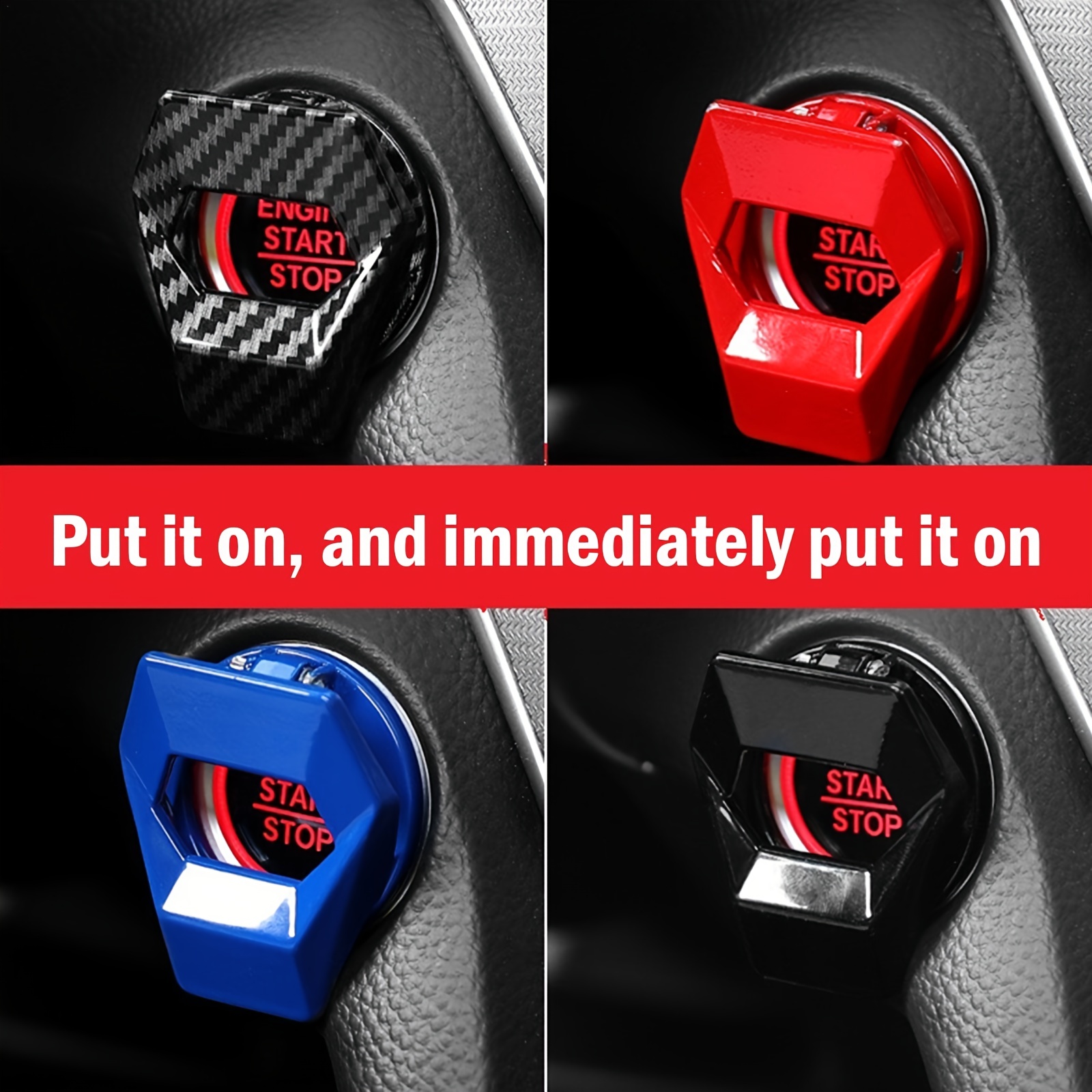 Couvercle de bouton de démarrage de voiture, couvercle de bouton d'arrêt de  voiture en métal résistant aux rayures