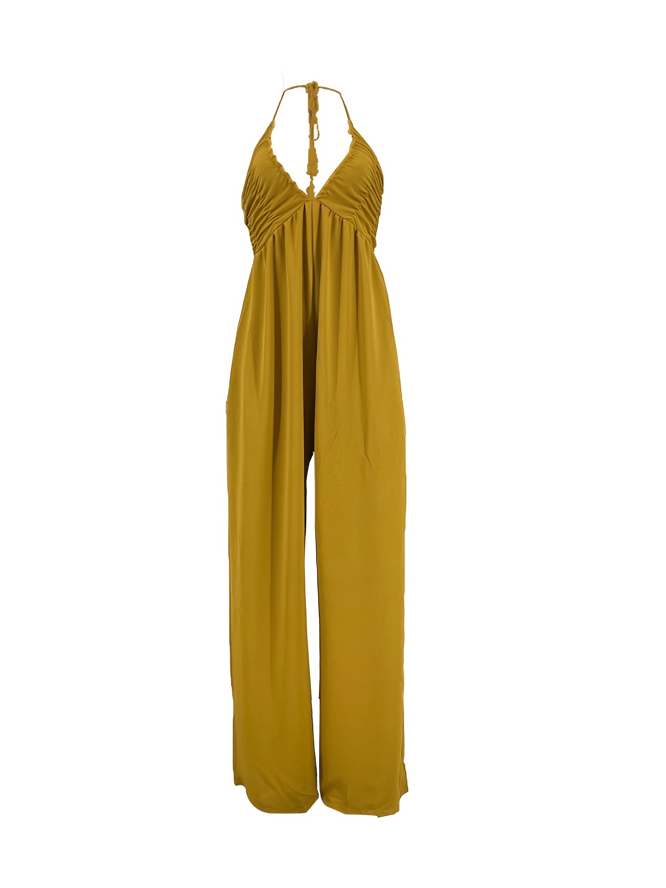 Halter Neck Wide Leg Jumpsuit Sexy Backless Sleeveless Long - Temu