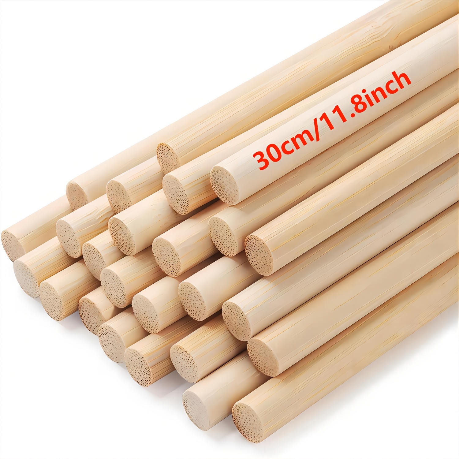 200 palitos de bambú natural para manualidades, tiras de madera de 11.8  pulgadas de largo para manualidades, palos planos de bambú de 3/8 pulgadas  de