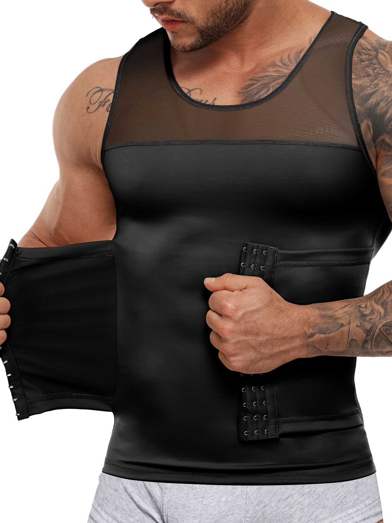 Men Shapewear Slimming Body Shaper Compression Shirt Zipper - Temu