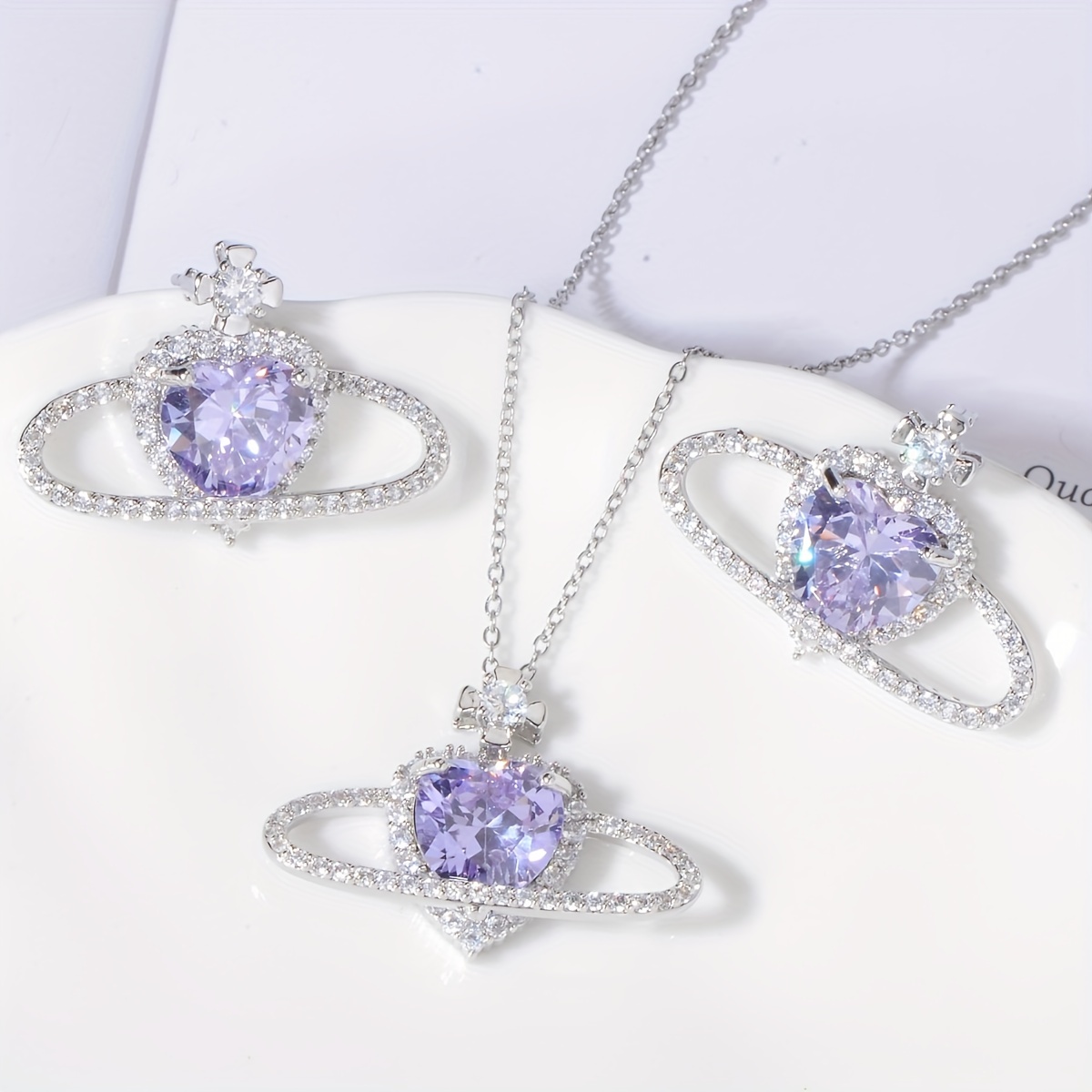 Heart Necklace Set - Summer Silver
