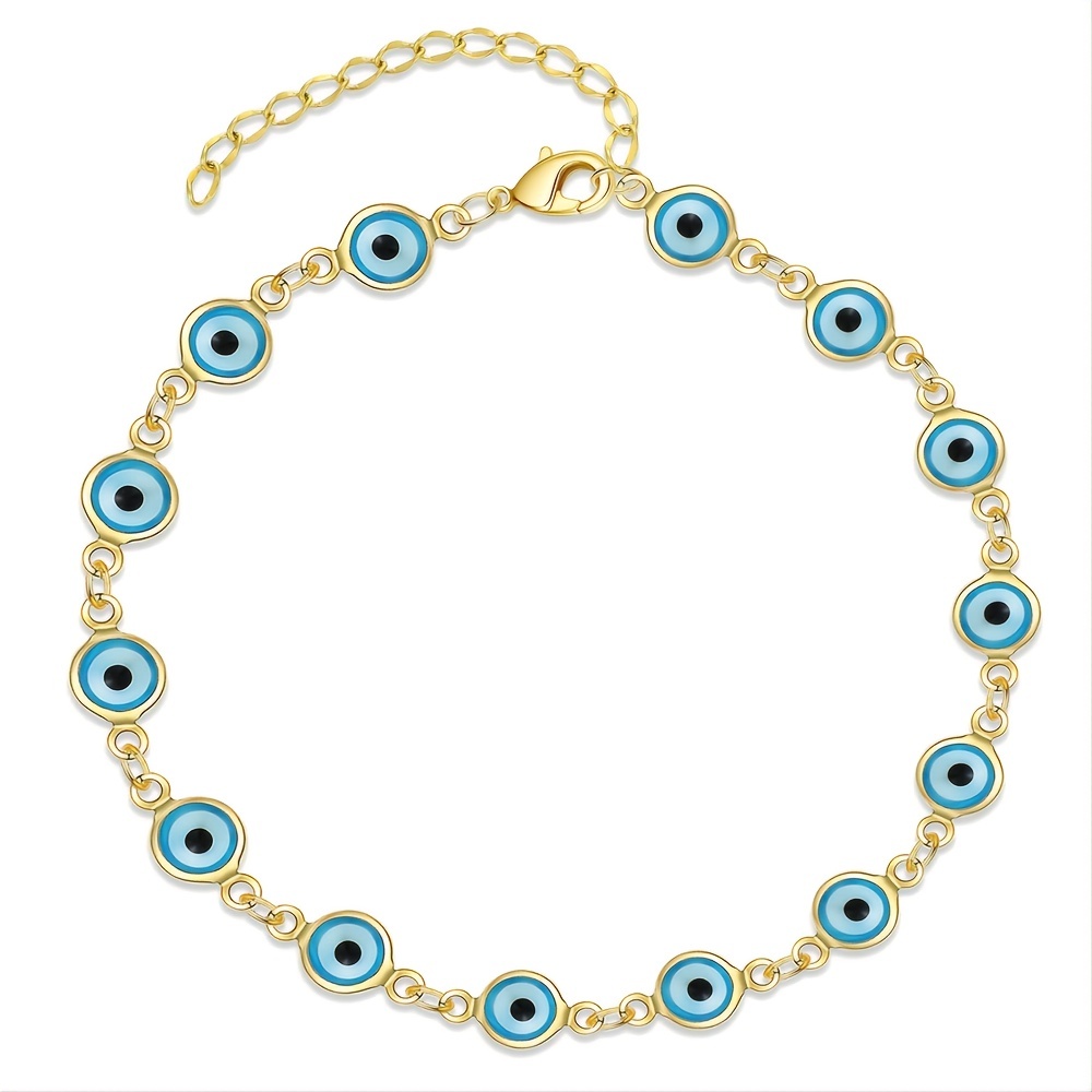 Lucky Evil's Eye Charm Bracelet Blue Eyes Hand Jewelry Women