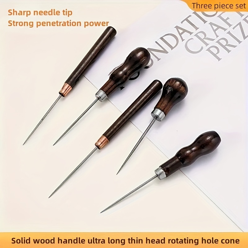 1pc Premium Solid Wood Awl Punch - Perfect for Perfect for DIY Hole Punches  & Stitching ,Leathercraft and Repair & Sewing