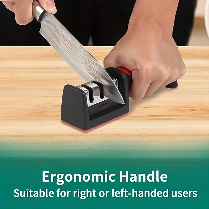 Kitchen Knife Sharpener - Professional 3 Stage Manual Sharpeners -  Ergonomic Handle And Non-slip Base - Safe Sharpening Tool - Easily Honing  Knives In
