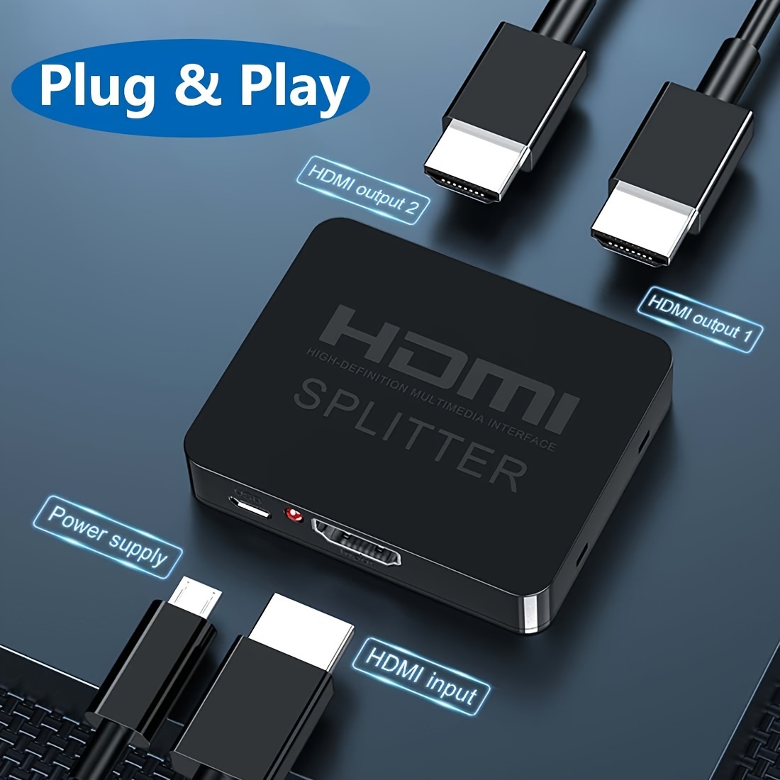 Répartiteur HDMI 1 entrée 2 sorties, répartiteur HDMI 4K pour deux  moniteurs, répartiteur HDMI 1 entrée 2 sorties amplificateur 1 vers 2 pour  Full HD