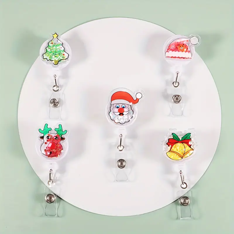 Christmas Badge Reels Shinny Santa Retractable Badge Clip Id - Temu