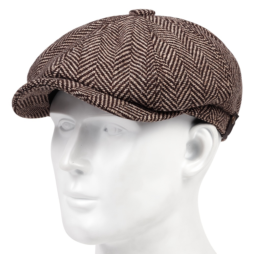 mens vintage chunky herringbone knitted beret ideal choice for gifts