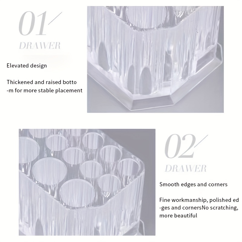 Acrylic 26 Holes Makeup Brush Storage Box Multifunctional Display Pen Holder