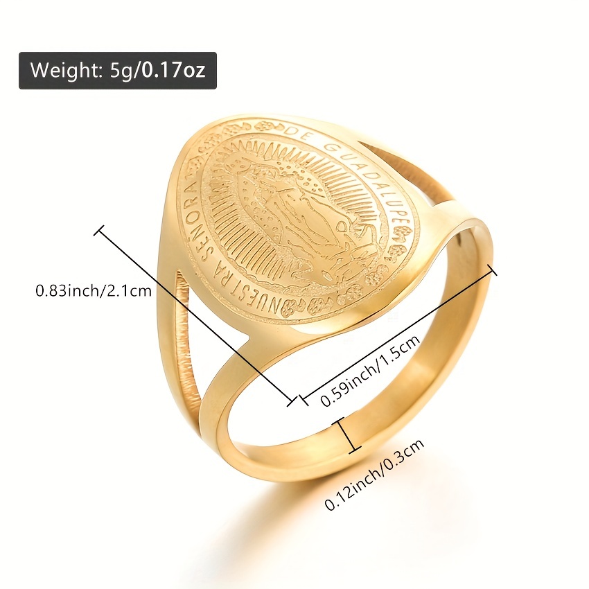 Men's Vintage Virgin Maria Jesus Stainless Steel Ring, Religious Gift