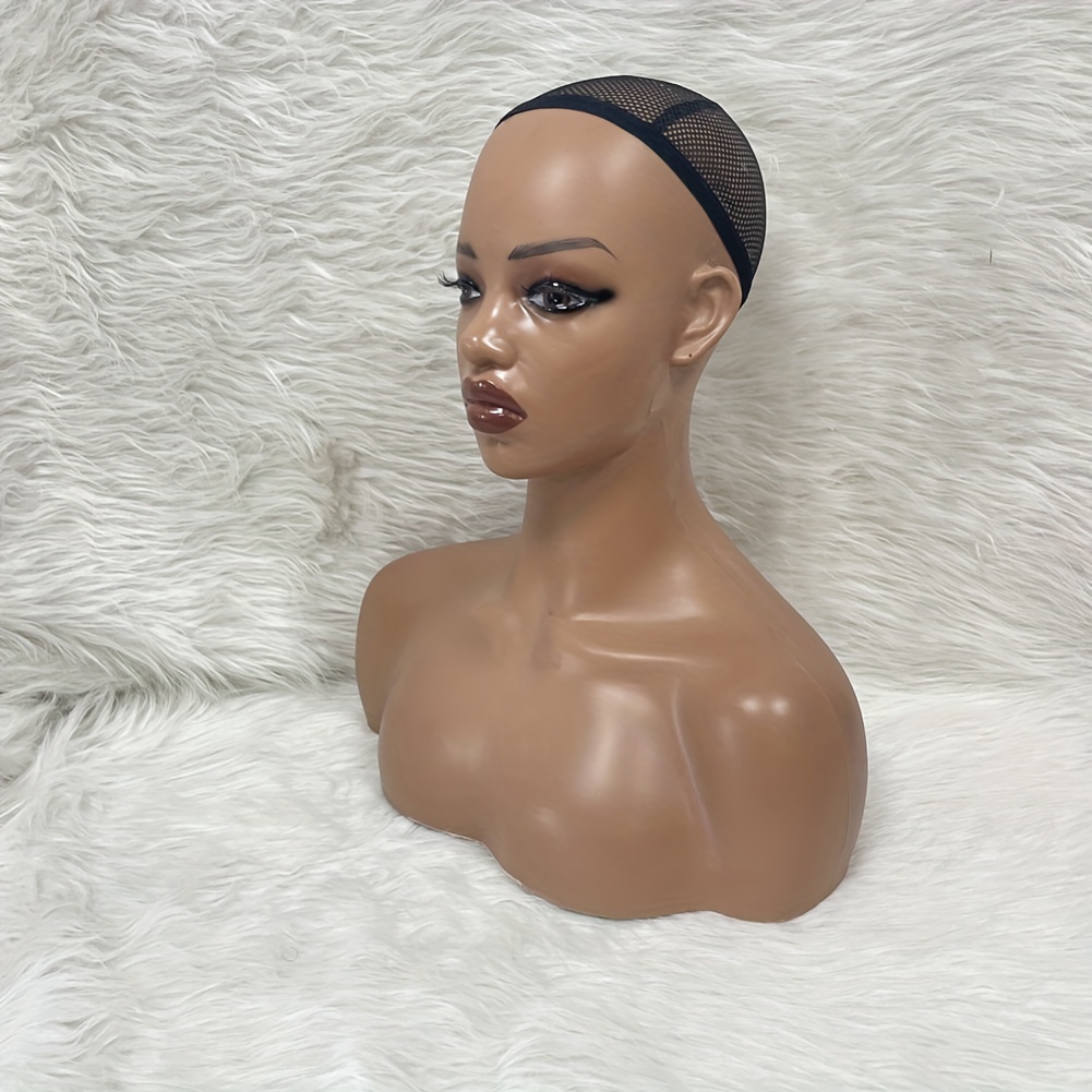 Brown Realistic Mannequin Female Head With Shoulder - Temu