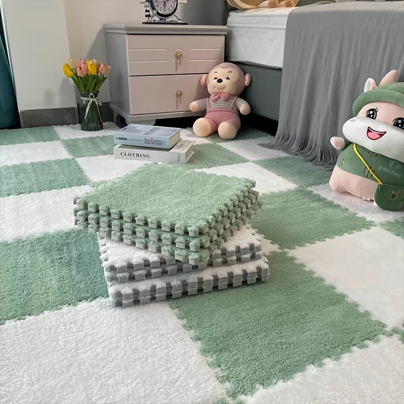Interlocking Plush Puzzle Foam Floor Mat For Kids Soft - Temu