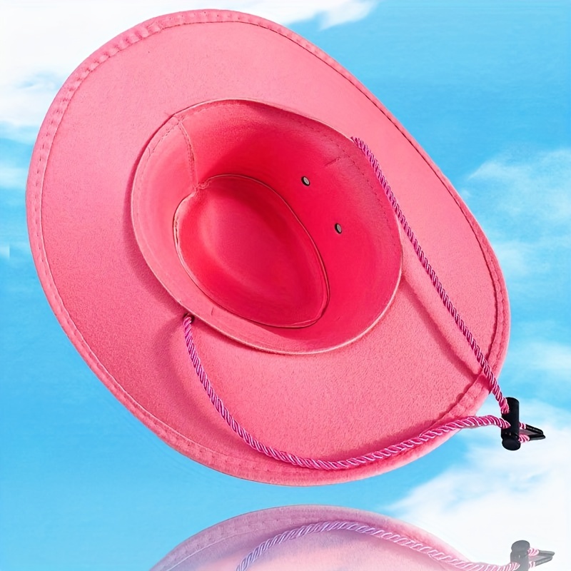 1pc Breathable Sunshade Cowboy Hat With Rope For Outdoor Casual