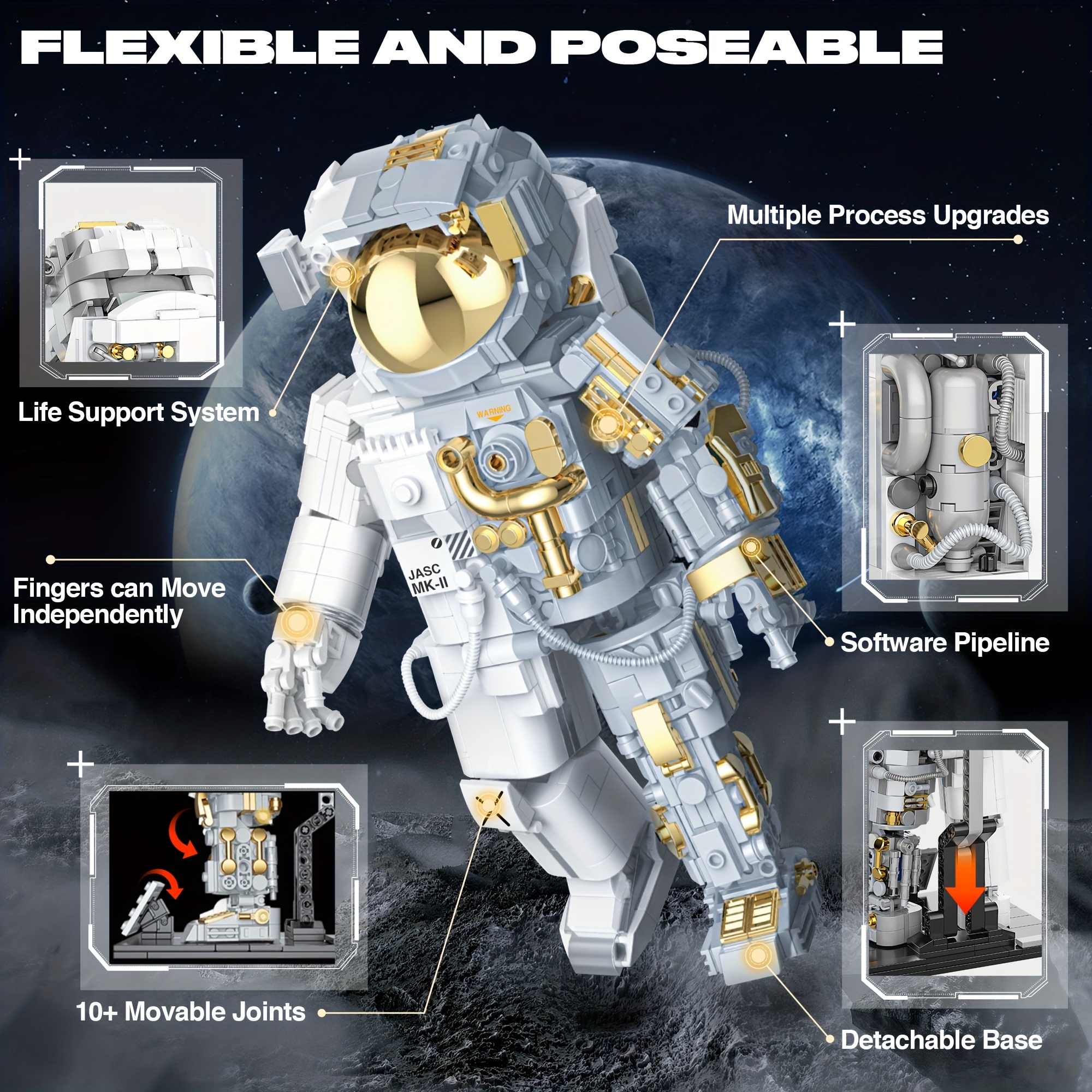 Erwachsene Astronaut Mini Bausteine Set , Cool Spielzeug mit  LED-Beleuchtung Bausatz , Perfekt Für Valentinstag Geschenk , 14 +, aktuelle Trends, günstig kaufen