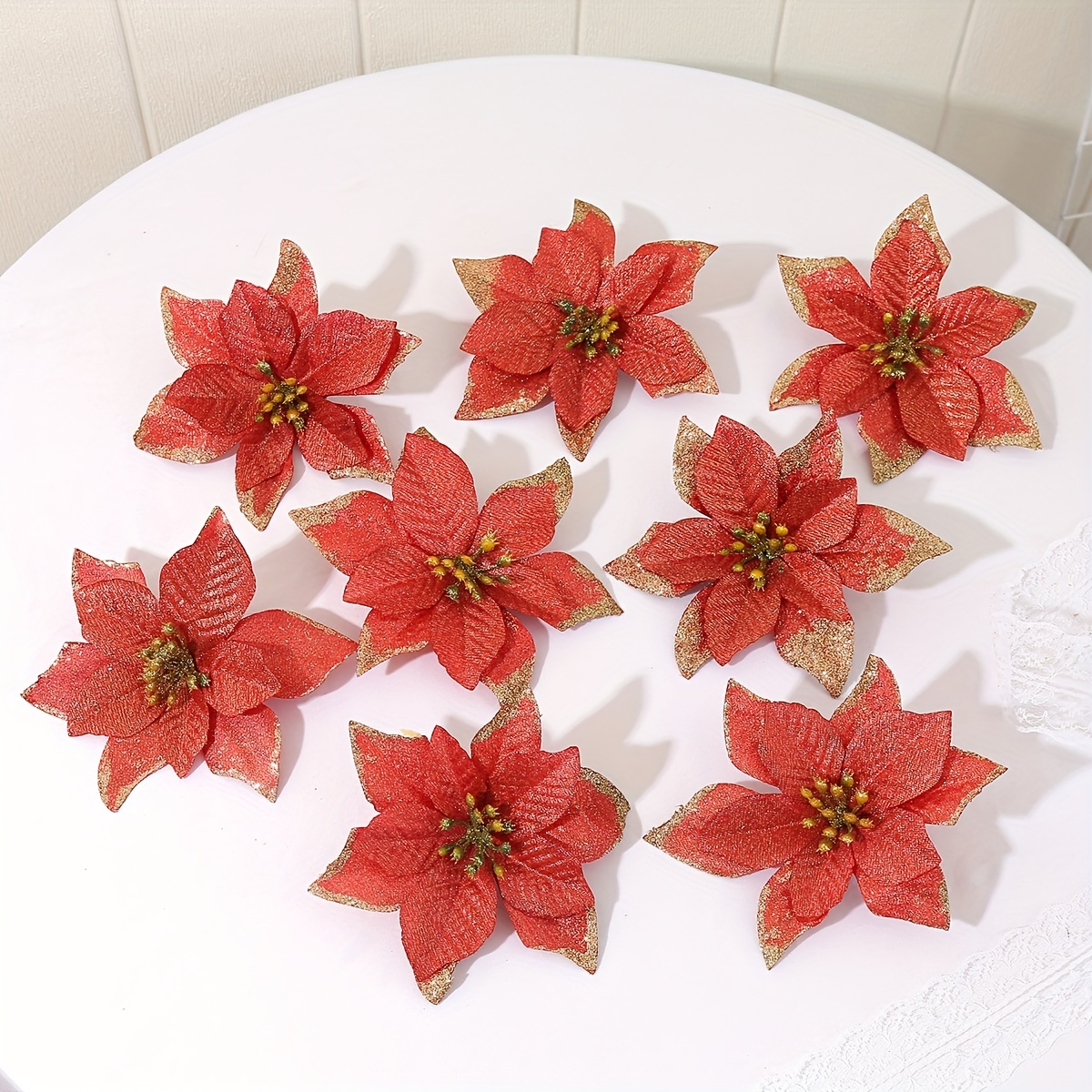 Poinsettias Artificial Christmas Flowers Artificial Wedding - Temu