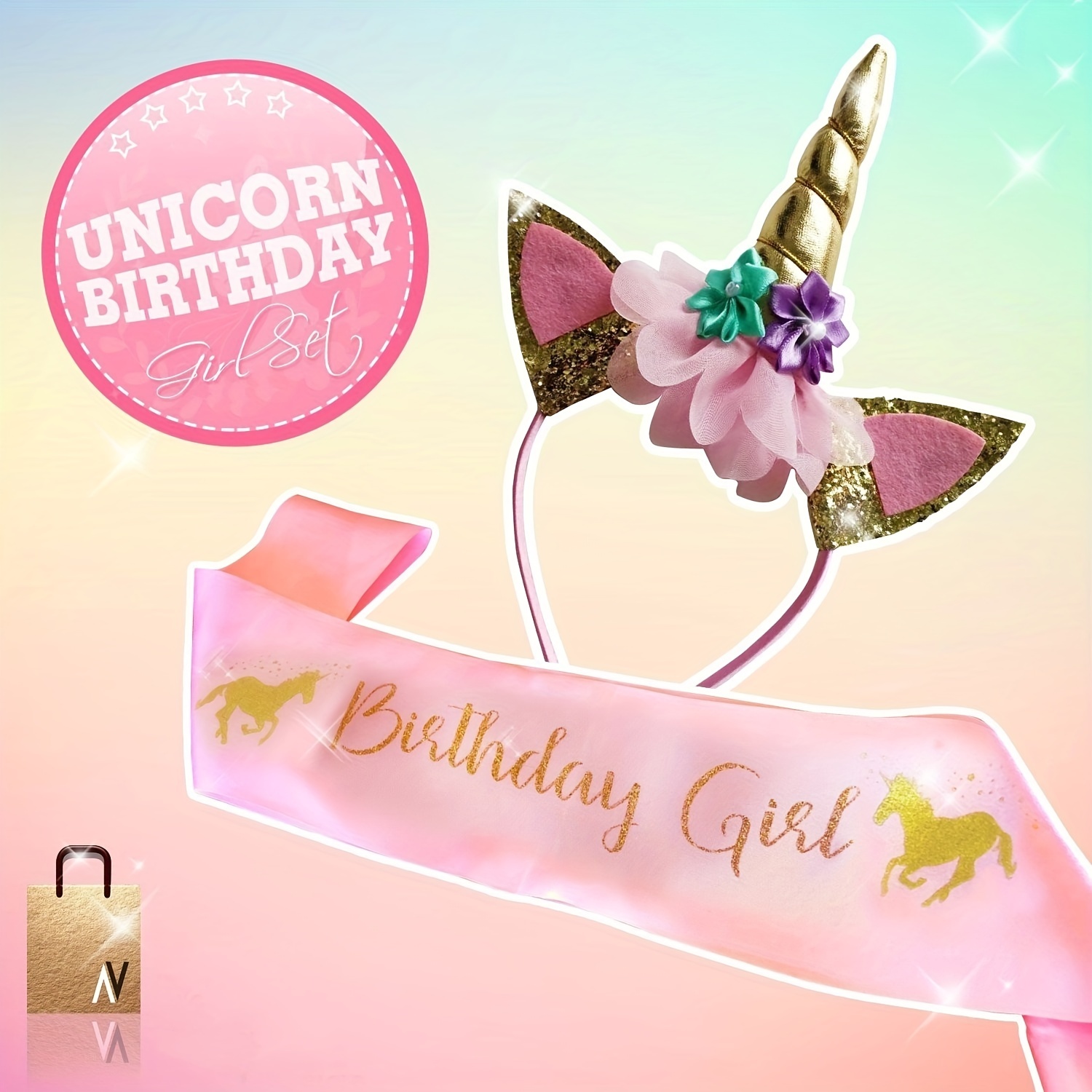 Niños Unicornio Diadema Baby Shower Cumpleaños Niña Fiesta Pelo Aro  Accesorios Para El Cabello Decoración