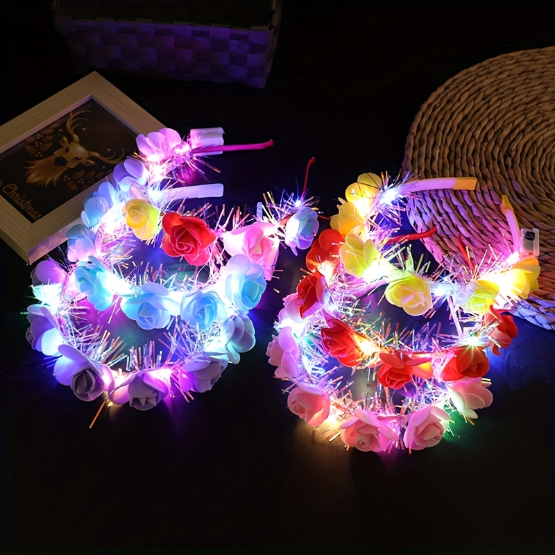 Bandeau LED Oreilles de Chat, Bandeau de Fête à LED LED Light Up Bandeau  Clignotant Bandeau Lumineux Chat Coiffe Lumineuse (Rouge)