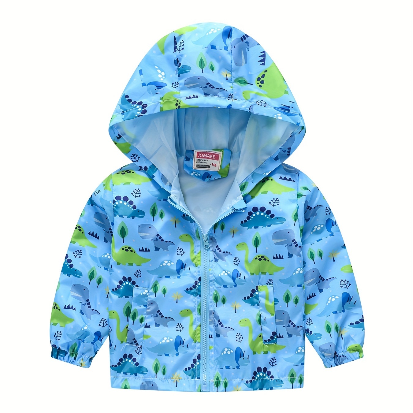 

Boys Teen Cute Dinosaur Graphic Print Zipper Hooded Jacket Coat Clothes For Spring Fall