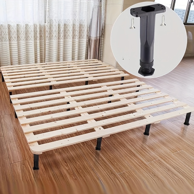 Patas de soporte ajustables para marco de cama, listones centrales de cama  de metal, patas de apoyo pesado, soporte mejorado debajo de la cama, kit de
