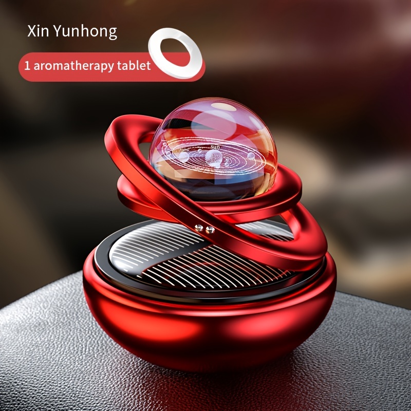 Mocessory Car Air Freshener,Rotating Solar Aromatherapy Essential Oil  Diffuser Scent Car Decoration Car interior accessories (Red)