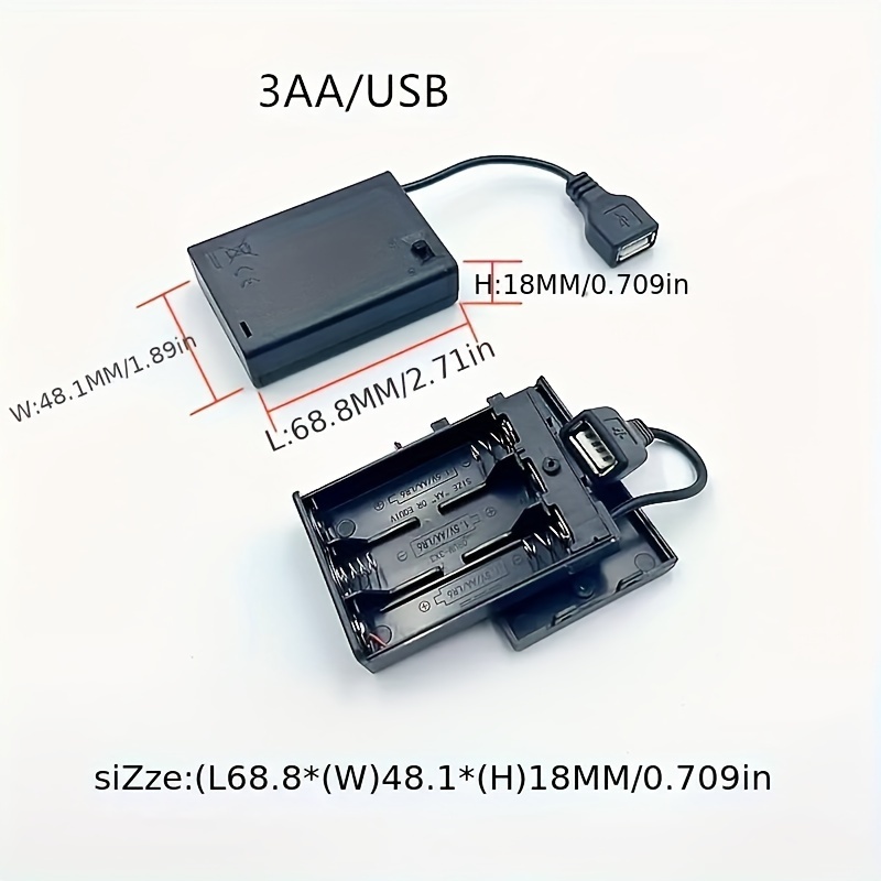 Batteriehalter 12V für 8xAA Batt. mit Schalter, LED und Sockel