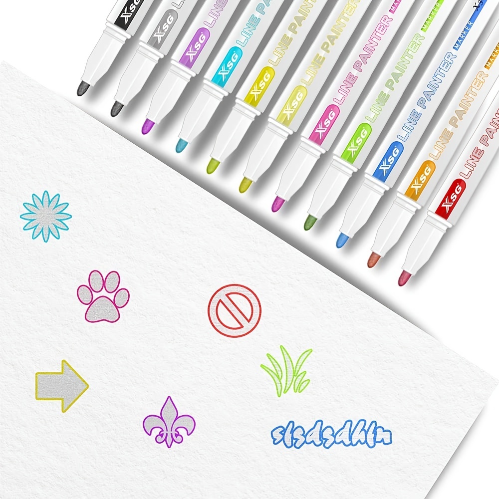Outline Markers Pens Shimmer Markers 12 Colors Shimmer - Temu