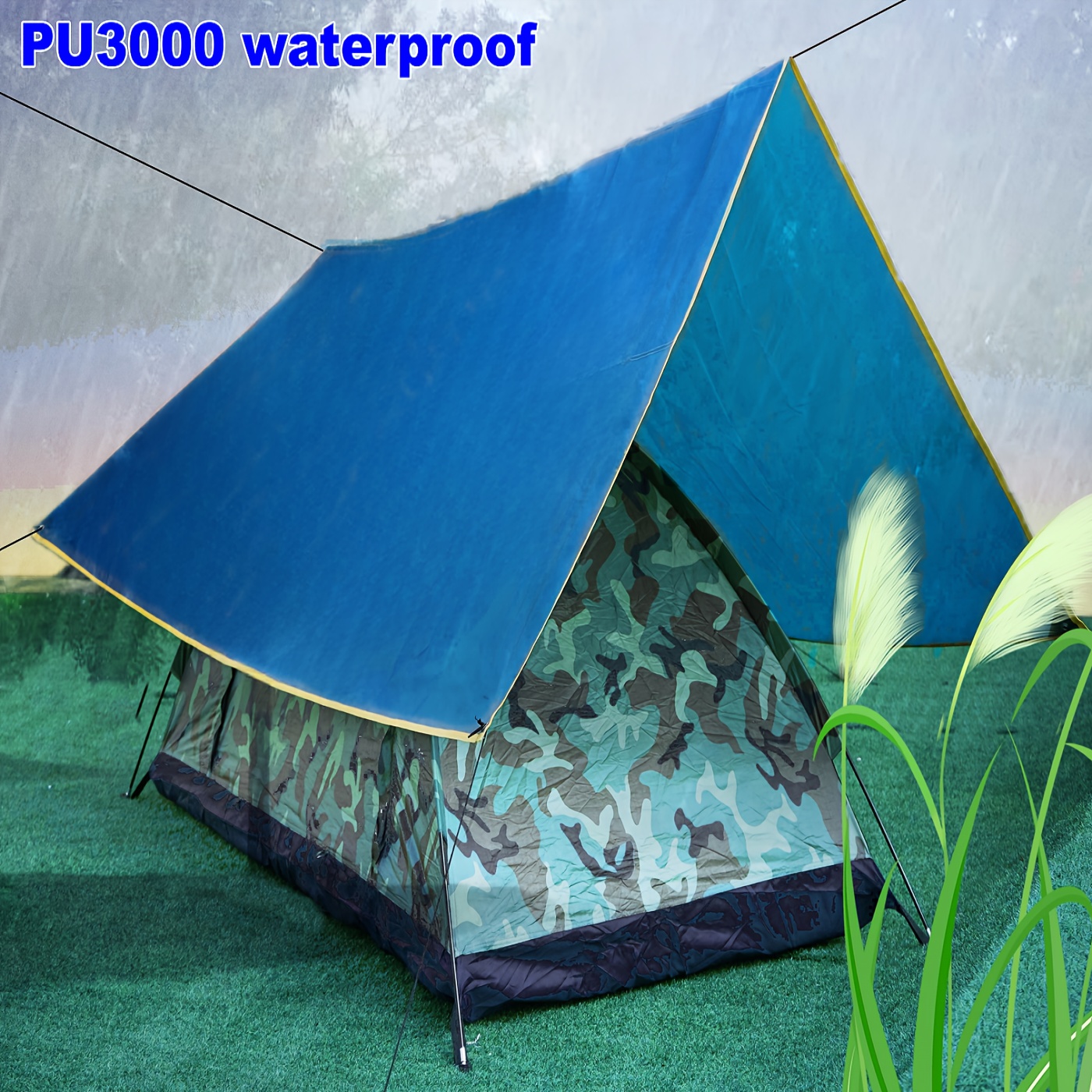 1pc PU3000防水テントタープ、風防フットプリント防湿マット2-8人用キャンプハイキングピクニック用
