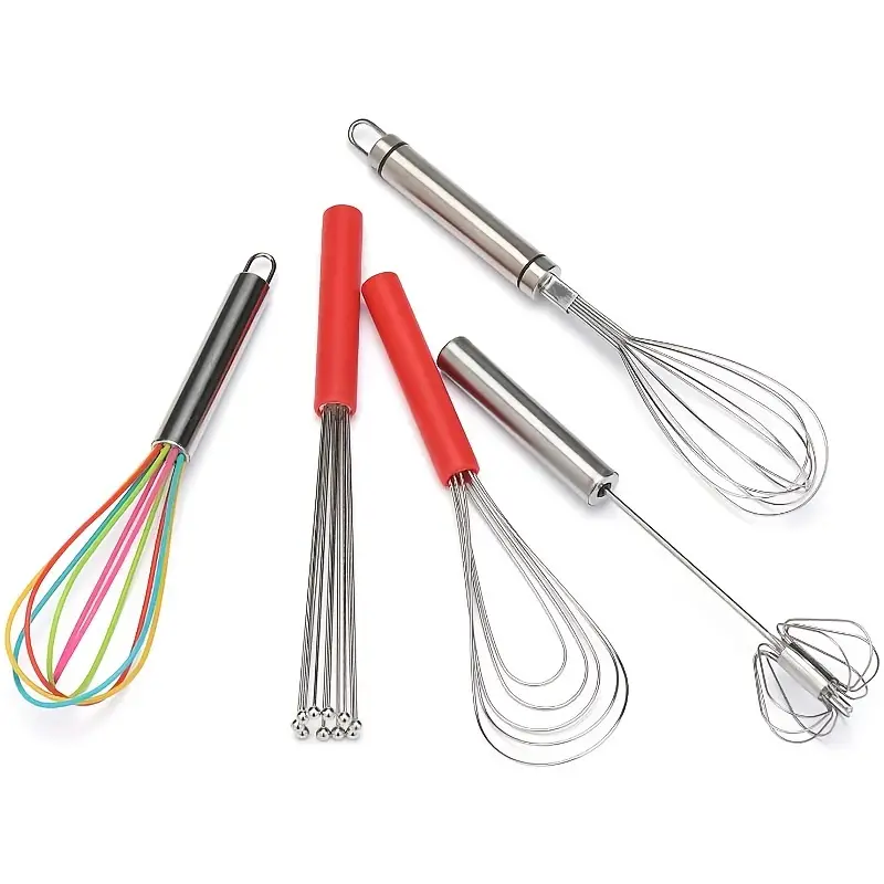 Flat Whisk Silicone Handle Manual Whisk - Temu