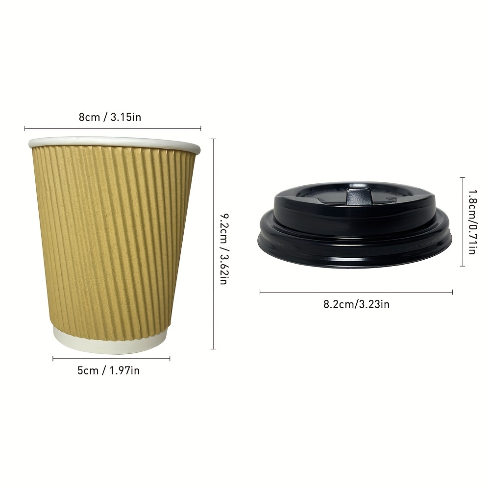 8 12oz thickened disposable double layer corrugated paper coffee cup with lid for latte milk tea details 2