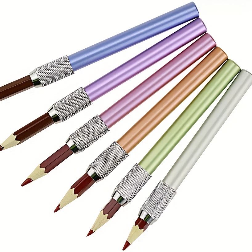 3pcs Metal Pencil Extender Sturdy Pencil Holder Lengthener Portable Pencil Extension Rod Artistic Drawing Supplies for Artists School Home (Random