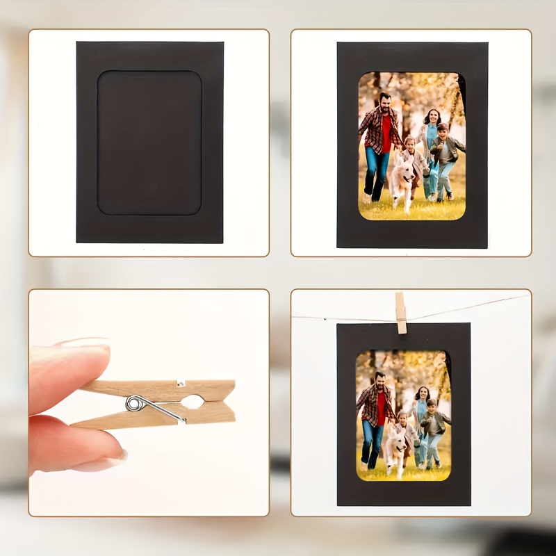 Paper Photo Frame Kraft Paper Picture Frames 10 PCS DIY Cardboard Photo  Frames with Wood Clips and Jute Twine