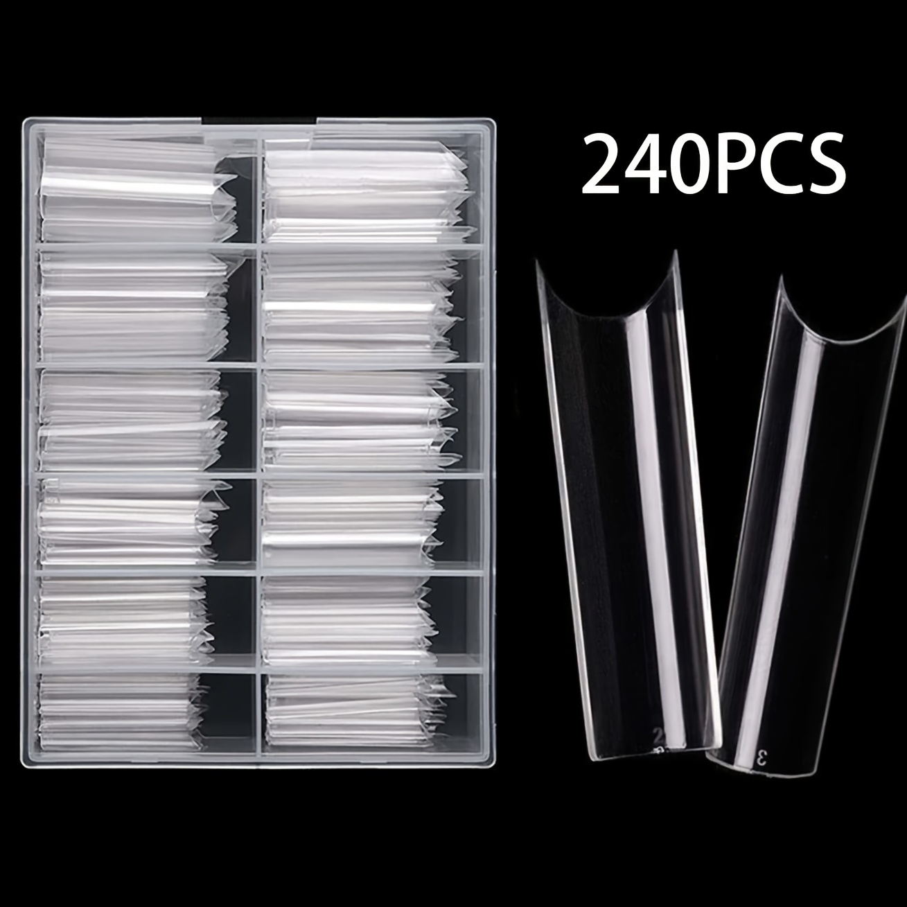 

240pcs Soft Gel Nail Tips, Clear Acrylic Nail Tips Half Cover C Curved Coffin False Nail Tips For Nail Extension Manicure Tools For Nail Art Diy