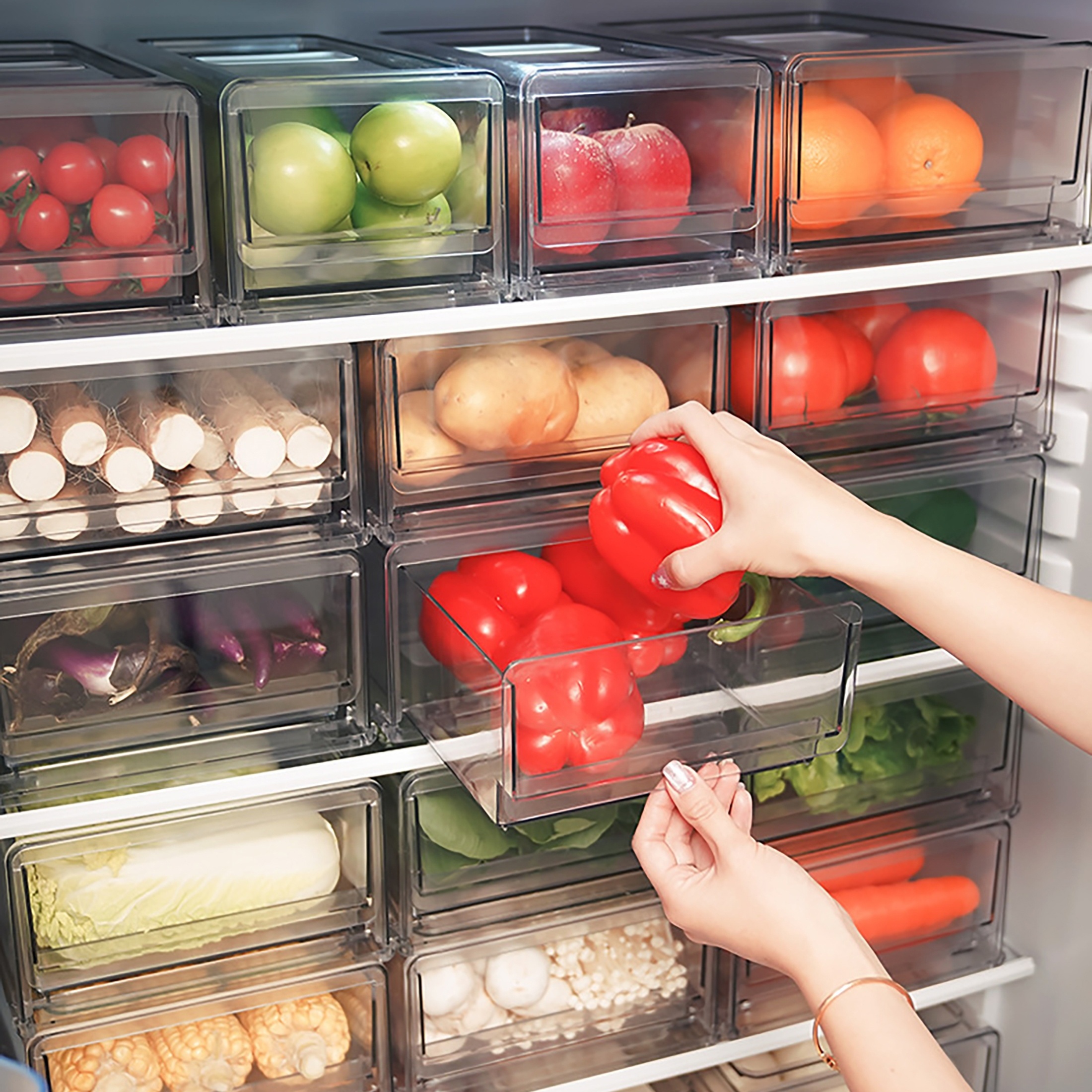 Divided Refrigerator Storage Box Transparent Fresh keeping - Temu