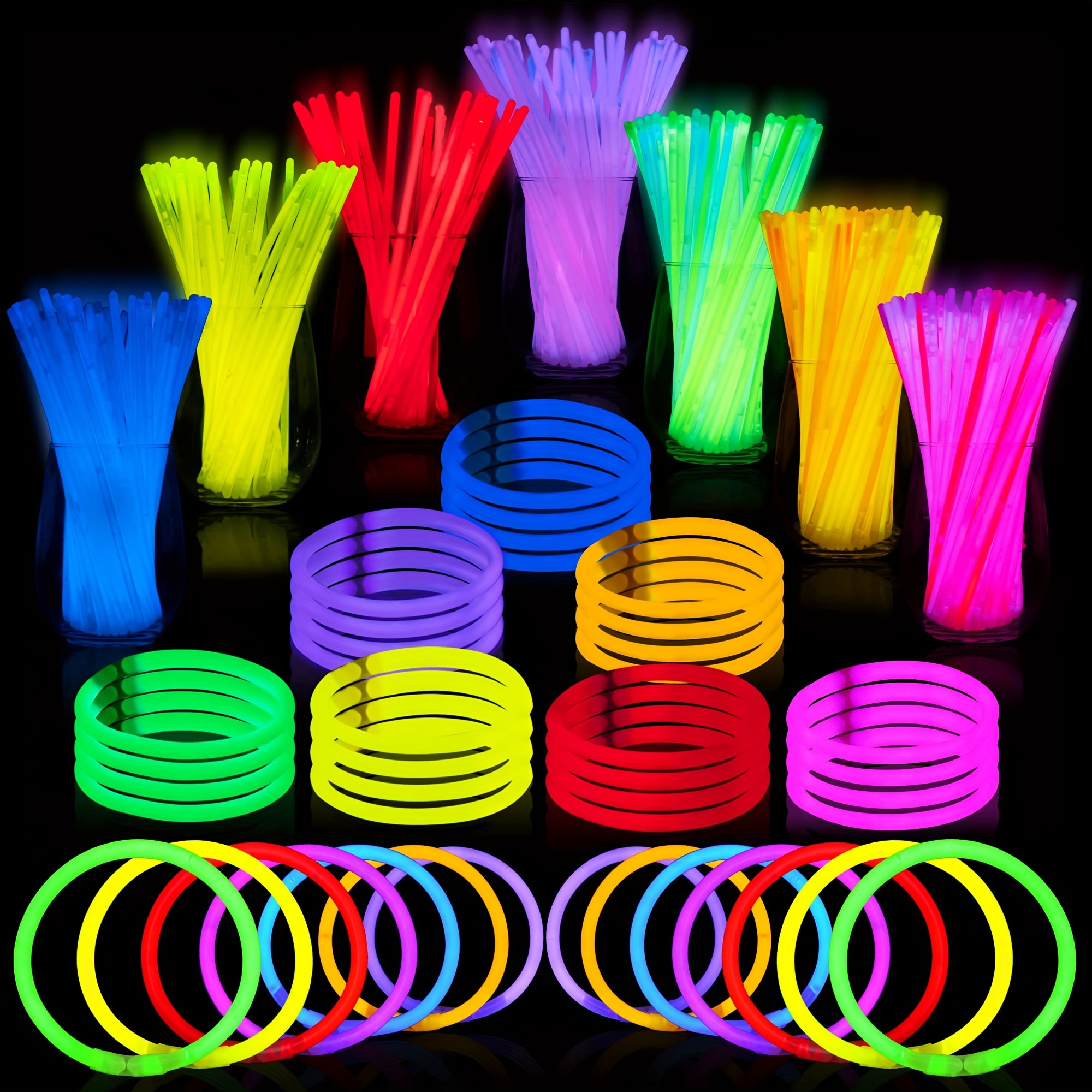 25 Pezzi, Bastoncini Fluorescenti Da 8 Pollici, Braccialetti E Collane  Fluorescenti Misti Per Feste, Forniture Per