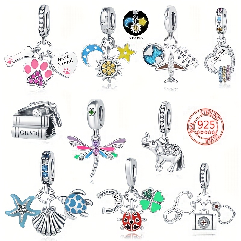 925 Silver Moon Sun Star Starfish Etc Shape Charm Pendant - Temu