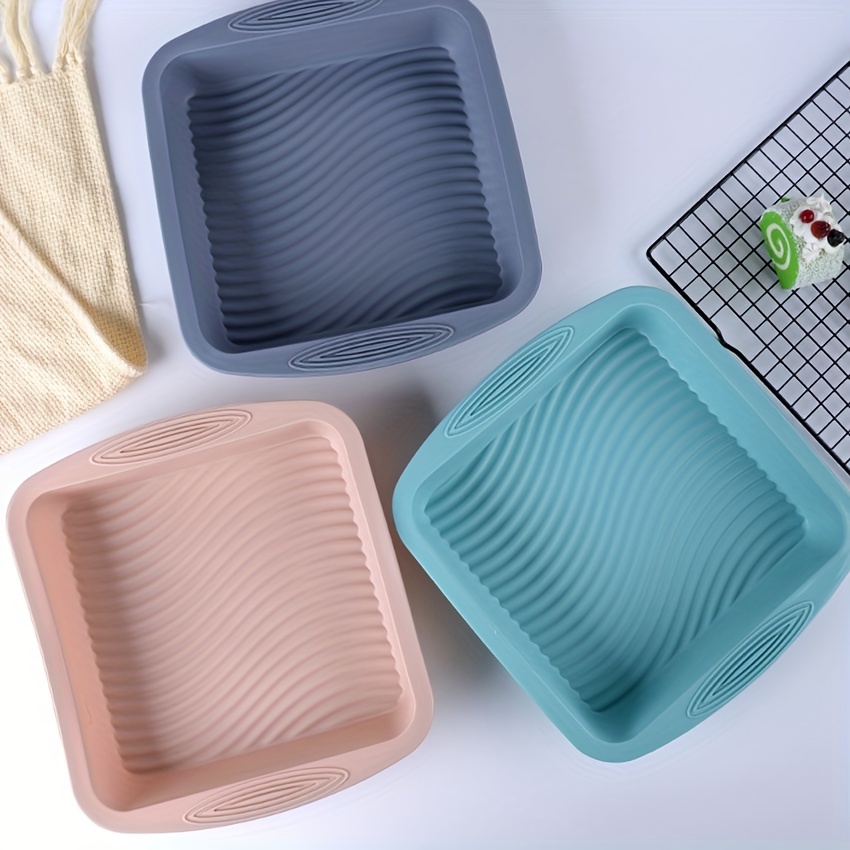 Dropship 1pc Square Silicone Cake Pan Wave Pattern Toast Bread