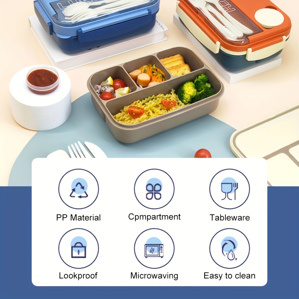 Microwavable Lunch Box Lunch Box With Cutlery And Sauce Box - Temu