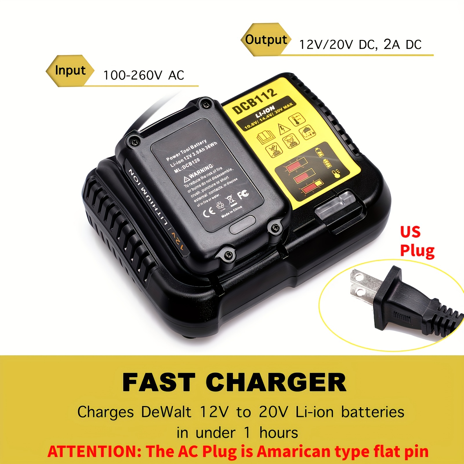 Dewalt Replacement Lithium Power Tool Lithium Battery Charger