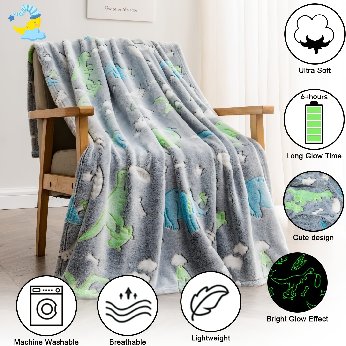 Luminous Dinosaur Blanket for Kids