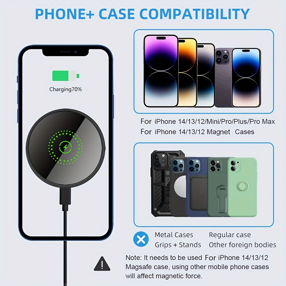 Cargador inalámbrico de coche para iPhone 15/14: soporte magnético para  teléfono para iPhone 15/14/13/12-15W soporte de teléfono de carga rápida