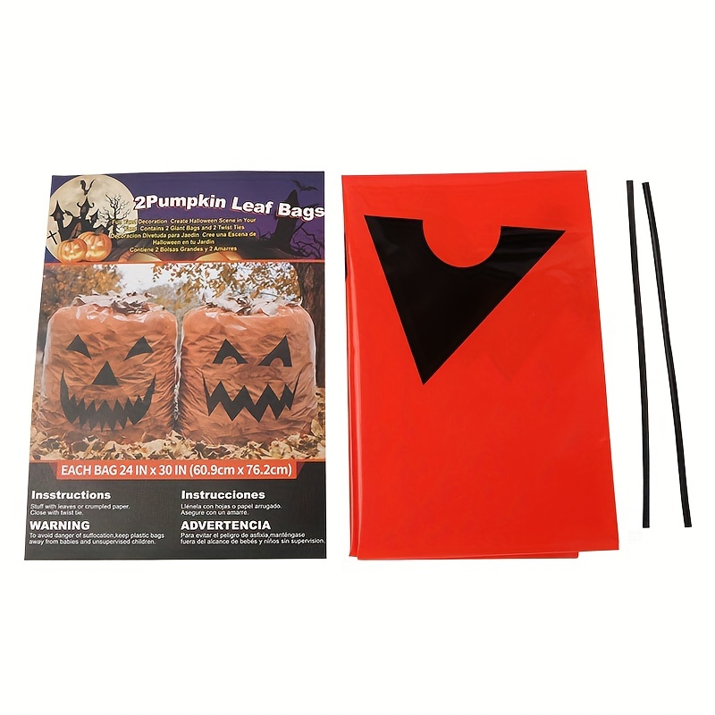 2pcs Halloween Pumpkin Bag, Large Garbage Bag, Decorative Tree Leaf Gift  Large Plastic Bag