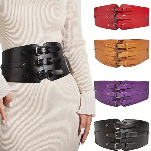 Women's Pu Leather Corset Belt Wide Belt Fashion Retro - Temu Canada