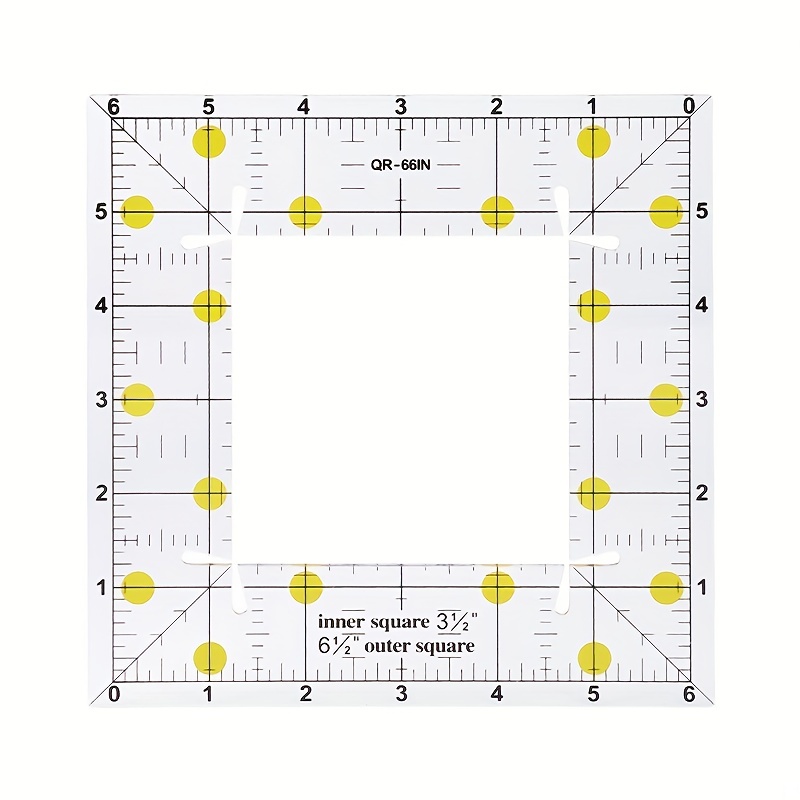 Tailor Your Clothes with Style: 1pc Acrylic Square Ruler with Patchwork Design & Middle Cutouts